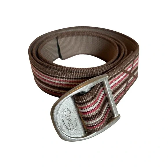 Chaco Unisex Canvas Nylon Webbing Belt Sz L Adjustable Brown Multi Stripe - Picture 1 of 7